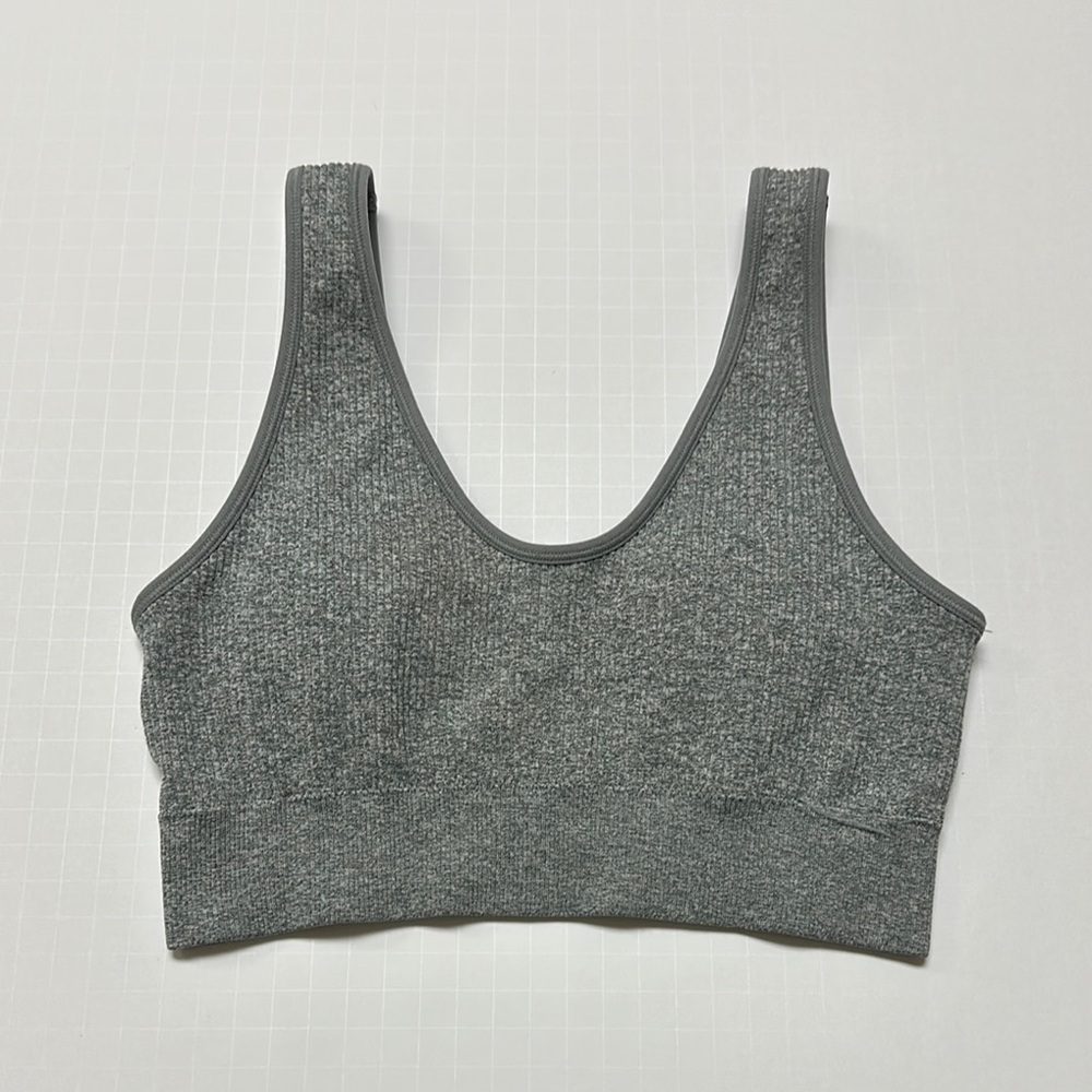 Aerie By American Eagle Gray Sports Bra with Scoop Neck and Elastic Band